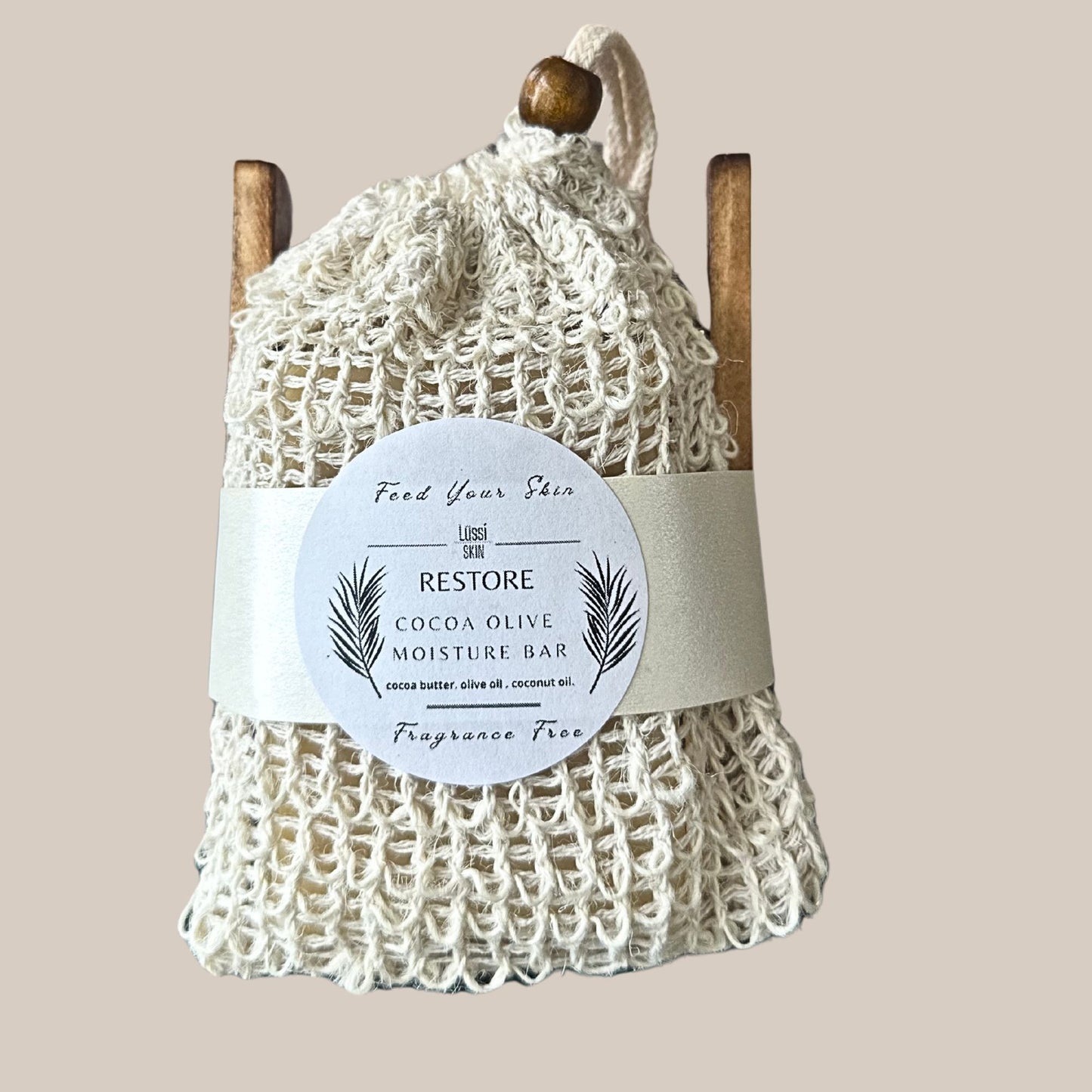 RESTORE Cocoa Olive Cleansing Bar with Exfoliator Pouch