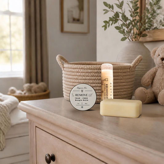 Tear Free Boogie Balm, Kid's Hydration Skick and Gentle cleansing soap bar.